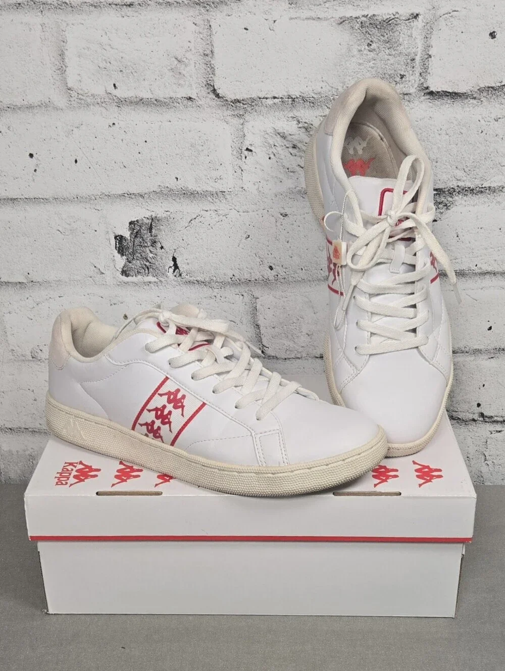 Kappa White Red Logo Sneakers Low Top Casual Shoes Men’s Size 10